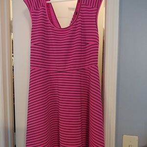 Pink and black striped skater dress